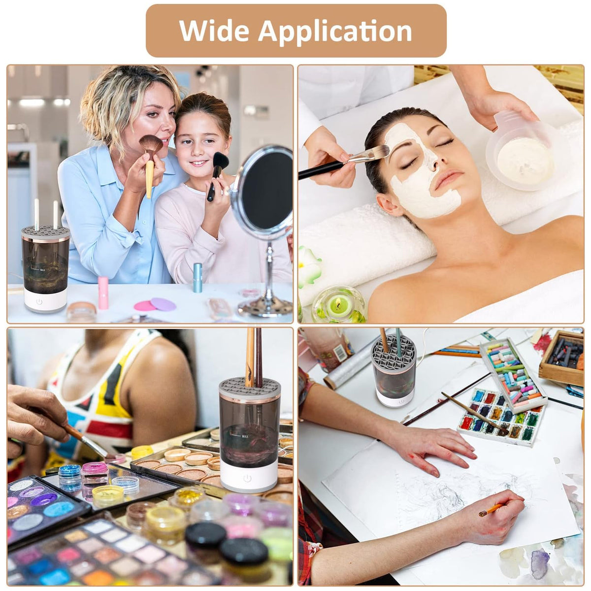 12987 Automatic Makeup Brush Cleaner Fast Electric Brush Cleaner Hand Free Machine Super Clean Brush Washer Brushes Organizer Tool (1 Pc)