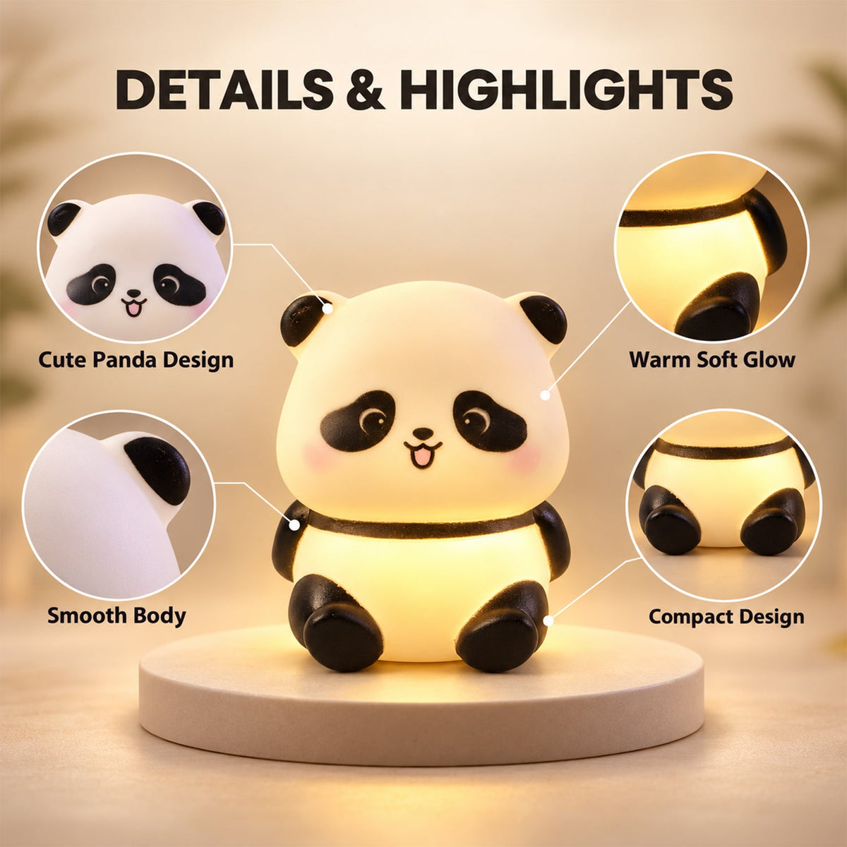 Sitting Panda Led Night Light Add A Gentle And Charming Glow To Bedrooms Nurseries And Bedside Spaces (1 Pc)